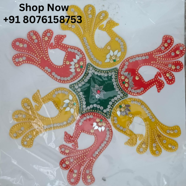 Reusable Acrylic Kundan Rangoli Set – Perfect for Home and Office Packed by ShimmerMix.com - Image 17