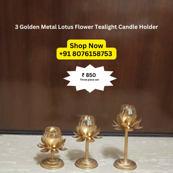 Metal Lotus Flower Tealight Candle Holder Set. Home decor shimmermix