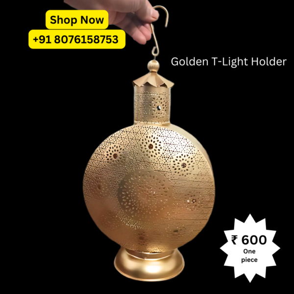 Golden T-Light Holder – Elegant Glow for Your Home packed by Shimmermix