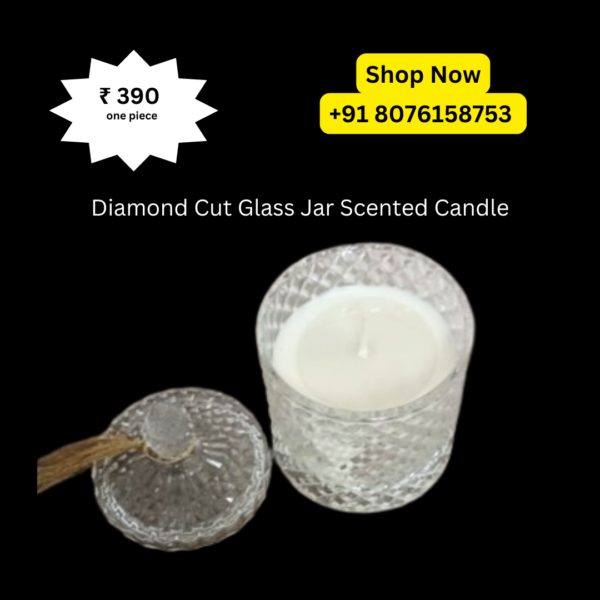 Diamond Cut Glass Jar Scented Candle - A Touch of Elegance for Your Home packed by shimmermix - Image 3