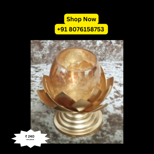 Lotus Shape Crystal Rose Brass Color Candle Holder – A Touch of Elegance for Your Home Decor packed by shimmermix - Image 4