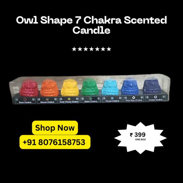 Owl Shape 7 Chakra Scented Candle Set – Aromatherapy & Home Decor Packed by Shimmermix