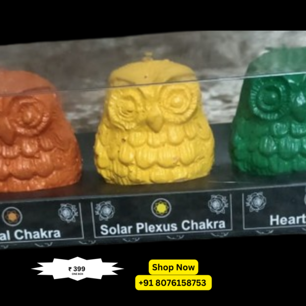 Owl Shape 7 Chakra Scented Candle Set – Aromatherapy & Home Decor Packed by Shimmermix - Image 4